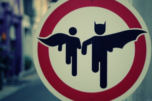 grappig street art batman en robin